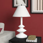 Hudson&Canal Abilene 28" Tall Triple Gourd Lamp with Fabric Shade - Matte White/White-Rated for one 60W incandescent bulb - 9W LED bulb, 13W fluorescent (CFL) bulb, or 9W self-ballasted LED bulb, E26-base bulb, Bulb not included