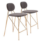 Zuo Georges Counter Stool - Grey/Gold - Set of 2-Ergonomic and supportive footrest