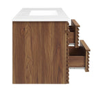 Modway Render 48" Wall-Mount Bathroom Vanity - Walnut/White-8