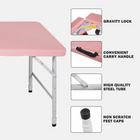 Homy Casa 4 ft Portable Folding Table with 4 adjustable Heights Indoor & Outdoor for Camping - Pink-The triangular base improves overall stability