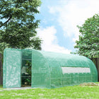 Outsunny 20x10x6.6ft Heavy Duty Outdoor Walk-in Tunnel Greenhouse with PE Cover Green-Protects crops from cold, frost and hail in winter and stimulates growth in spring and summer  