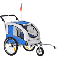 Aosom 2-in-1 Pet Stroller with Canopy and Storage Pockets - Blue-2-in-1 design, can be used as a pet trailer or pet stroller 