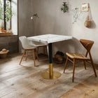 Plata Import Ruby Square Dining Table - White-Faux Marble Top (Stone)