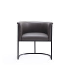 Manhattan Comfort Cosmopolitan 24" Mid-Century Modern Faux Leather Upholstered Dining Chair - Pebble and Black - Set of 2-Weight Capacity: 300 lb
