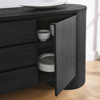 Modway Duval 71" Rounded Sideboard Storage Cabinet - Black-Wood Grain Paper Laminate