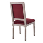 Modway Court French Vintage Performance Velvet Dining Side Chair - Natural/Maroon-Comes Fully Assembled