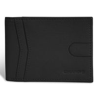 Champs Onyx Leather Access Top Wing Wallet - Black-Leather Top wing wallet in gift box