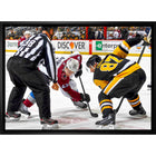 Sidney Crosby and Nathan Mackinnon Face-off - Framed Canvas - 31" x 22"-Premium canvas print with gallery-wrapped edges