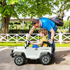 Aosom 12V Kids Electric Ride-On Jeep with Remote Control - White-Features movable wing mirror, openable doors, working horn, working headlights, dashboard lights 