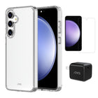 AXS Starter Kit bundle with Ultra Clear Case Screen Protector and 30W Charger for Samsung Galaxy S24 FE - Clear-Drop-tested, scratch resistant phone case with shock absorbing air pockets