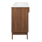 Modway Render 48" Single Sink Bathroom Vanity - White/Walnut/White-Full-Extension Drawers