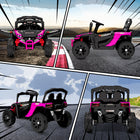 Qaba 12V Kids Ride On Truck with Dual Motors - Pink-Built-in music and LED headlights create an immersive driving experience 