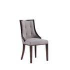 Manhattan Comfort Fifth Avenue 18.5" Traditional Faux Leather Upholstered Dining Chair - Grey - Set of 4-Features Fine Rectangular Plush Stitching