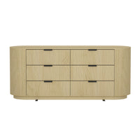 Manhattan Comfort Olivia 71.3" Modern Double Dresser - Natural Oak/Black-Modern Double Dresser for Bedroom and Living Room Use.