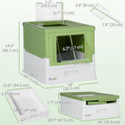 PawHut Enclosed Cat Litter Box with Scoop, Tray and Top Entry - Dark Green-Two doors and roof exit to let cats climb and keep messes at bay 