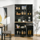 HOMCOM 71" H Modern Buffet Cabinet with Hutch, Storage, Drawer and Microwave Stand - Black-Special treated surface, sturdy and easy to clean up 