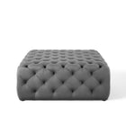 Modway Amour Tufted Button Large Square Performance Velvet Ottoman - Grey-Ottoman Weight Capacity: 400 lbs