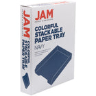 JAM Paper Stackable Paper Organizer Trays - Navy Blue - 2 Pack-Stacked Letter Size Trays: 9.75 Inches Wide x 12.5 Inches Long x 3.875 Inches Tall