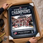Frameworth Carolina Hurricanes 2026 Stanley Cup Champions: Ice Design PhotoGlass Framed Photo - 18" W x 22" H-Product-type accurate build: PhotoGlass construction fuses the image to the glass itself and the glass surface wipes clean with a soft dry cloth