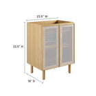 Modway Calla 24" Perforated Metal Bathroom Vanity Cabinet - Oak-Fixtures Not Included