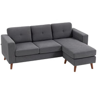 HOMCOM L-Shaped Sectional Sofa with Chaise Lounge - Dark Grey-Chaise easily switches sides to fit your living room layout