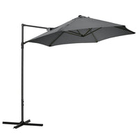 Outsunny 8.5' Offset Patio Umbrella with 360° Rotation - Dark Grey-Offset cantilever umbrella provides shade and protects you from the sun