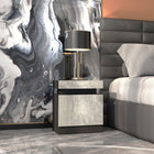 HOMCOM Nightstand with LED Lights - Cement Grey-Made of particleboard material