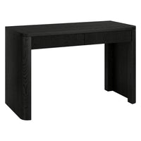 Hudson&Canal Palmera 47.5" Wide Rectangular Fluted Desk - Black Grain-Two drawers, opening seperately, with handle grips on the top for ease of use