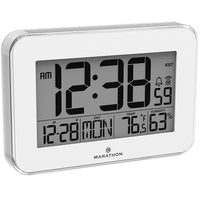Marathon Crystal Framed Atomic Wall Clock - White-SELF-SETTING/ADJUSTING - Using radio frequencies broadcast from NIST s colourado Atomic Clock