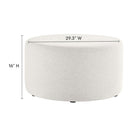 Modway Callum Large 29" Round Woven Heathered Fabric Upholstered Ottoman - Heathered Weave/Ivory-Dense Foam Padding