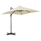 Outsunny 8' L x 8' W Square Patio Hanging Offset Umbrella with 360° Rotation - White-Attractive and stylish offset market patio umbrella provides extra protection from the weather elements with its superior tilt and crank design  
