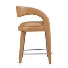Modway Pinnacle Vegan Leather Counter Stool - Tan Silver - Set of 2-Weight Capacity: 330 lb
