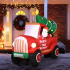 HOMCOM 6' Lit Inflatable Santa on Truck Christmas Yard Decoration-Utilize LED lights for a magical and eye-catching effect 