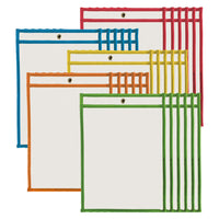 Charles Leonard Dry Erase Pockets, 9" x 12", Assorted colours, Set of 30-These durable pockets will save paper and money by allowing you to re-use the same sheets over and over.