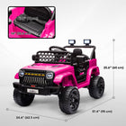 Qaba 12V Kids Ride on Truck Car with Remote Control, Openable Doors - Pink-Includes single start button, USB, music player, horn, and headlights for entertaining drives 