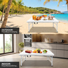 Homy Casa 4 ft Wood-Grain Portable Plastic Foldable Table with 4 adjustable Heights - White-Powder-coated steel legs provide stable everyday support