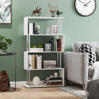 HOMCOM 5-Tiers Geometric Wooden Bookcase for Living Room - White-Sert à la fois de bibliothèque ou de séparateur de pièce grâce à son design ouvert à l’arrière 