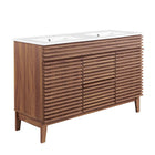 Modway Render 48" Double Sink Bathroom Vanity - Walnut/White-Fixtures Not Included