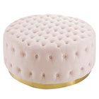 Modway Ensconce Tufted Performance Velvet Round Ottoman - Pink-Round Ottoman