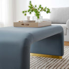 Modway Koda Performance Velvet Waterfall Ottoman - Brass/Cadet Blue-Dense Foam Padding