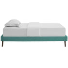 Modway Loryn Fabric Twin Bed Frame with Round Splayed Legs - Teal-Center Rail with Support Two Legs
