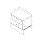 Manhattan Comfort Jasper 25.15" Modern Nightstand 2-Piece Set - Off White-Beautiful Unique Rounded Gold Drawer Knobs