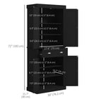 HOMCOM 72" H Tall Kitchen Pantry Cabinet with Drawer - Black Wood Grain-The front doors have a magnetic closure 