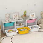 Qaba Kids Toy Storage Organizer with 6 Removable Plastic Bins - White-Colourful bins help develop sorting and categorizing habits
