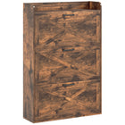 HOMCOM Narrow Shoe Cabinet in Farmhouse Style - Rustic Brown-Three flip drawers hold up to 24 pairs of shoes