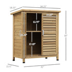 Outsunny Wooden Garden Shed - 34.3" x 18.3" x 38" - Natural-Tilted roof to stop water build-up  
