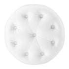 Modway Amour Tufted Button Round Faux Leather Ottoman - White-5