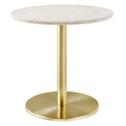 Modway Viva Round White Marble Side Table - Brass White-White Marble Tabletop