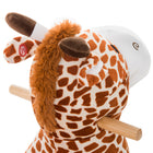 Qaba Baby Rocking Horse Giraffe Design Plush Stuffed Rocking Chair - Brown-Fixed sound button on the ear which makes roaring sounds when pressed 