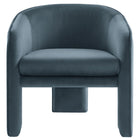 Modway Greer Performance Velvet Upholstered Accent Armchair - Cadet Blue-Arrives Fully Assembled